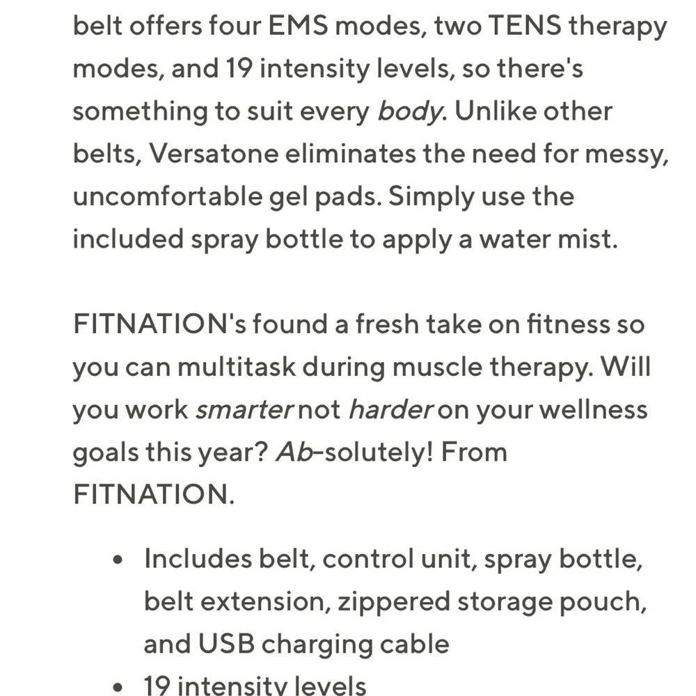 FITNATION Versatone Ab Toning & Pain Relief Belt